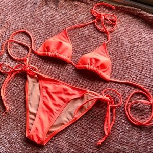 NEW Neon Orange Fashion Nova String Bikini Set